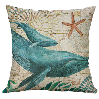 

〖Follure〗Marine Life Coral Sea Turtle Seahorse Whale Octopus Cushion Cover Pillow Cover