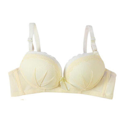 

Lace-Side Rimless Gathered Bras Adjustable Wire Free Push Up Bras Sexy Bow Twist Padded Underwear Women Bras