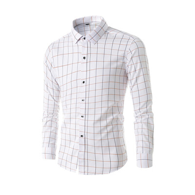 

Tailored Mens Fashion Business Leisure Long-sleeved Lattice Printing Shirt Top Blouse