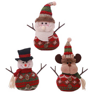 

Christmas Tree Doll Xmas Branch Stick Small Santa Tumbler Toy Hang Decoration Reindeer Snowman Desk Festival Holiday Gift