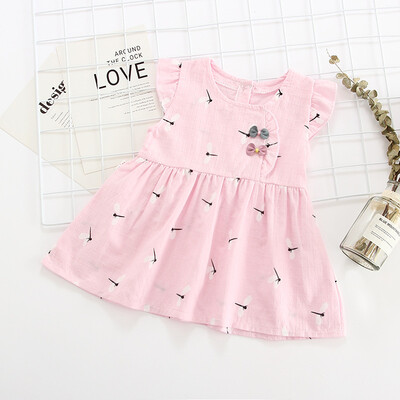 

Summer Girls Dress Casual Baby Girls Clothes Floral Sleeve Dress Cotton Kids Toddler Sleeveless Sundress