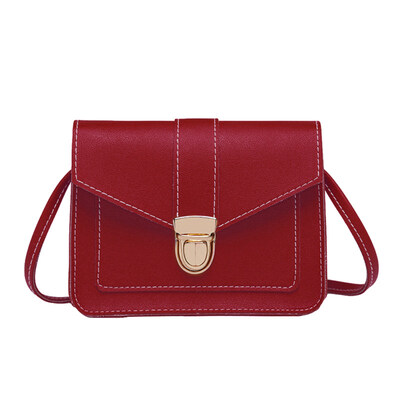 

Women Solid Color Covered Lock Buckle Crossbody Shoulder Bag Pouch Phone Purse