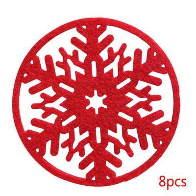 

8pcs Christmas Atmosphere Snow Shape Coaster Table Decoration Nonwoven Fabric Felt Cup Mat