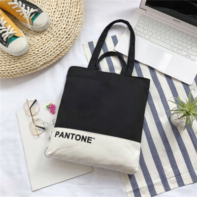 

Tailored Female Color Matching Canvas Bag Student Fashion Wild Tote Letter Shoulder Bag