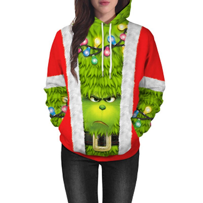 

Tailored Women Christmas Long Sleeve Animal Print Hoodie Sweatshirt Casual Blouse Tops