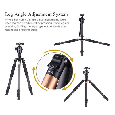 

Andoer TP-999BC Professional Portable Carbon Fiber Tripod Monopod with Panoramic Ball Head 4-Section Max Height 163cm 14" Screw