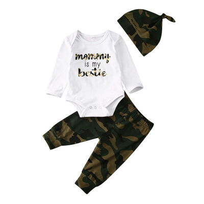 

Newborn Baby Boy Girl Romper Bodysuit Pants Hat Camouflage Outfits Clothes