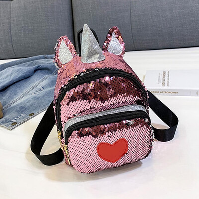 

2019Fashion Mini Unicorn Bag Personality Sequins Shoulder Laser Bag Student Travel Leisure Backpack