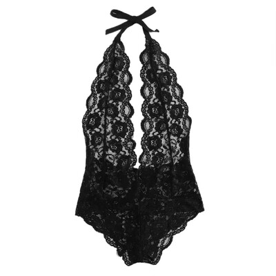 

Sexy Hanging Neck Perspective Bodysuit Lace Exotic Temptation Halter Erotic Lingerie