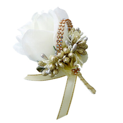 

Wedding Accessories Simulation Single Rose With Diamond Bride Groom Wedding Boutonnieres