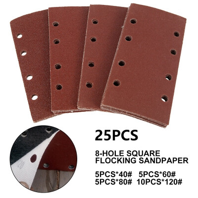 

25Pcs 8 Holes Sanding Sandpaper Sheet Hook Loop Sheets Assorted Pads Sand Paper