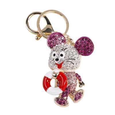 

Women Girl Keychain Cute Mice Doll With Lifebuoy Alloy Handbag Pendant For Phone Bag