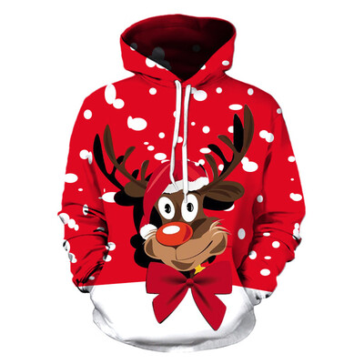 

Tailored Womens Fashionable Round Tie Cap Printed Christmas Pullover Blouses