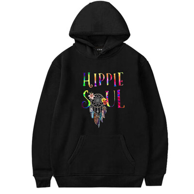 

Queenromen Unisex Hippie Soul Print Women Hoodie Long Sleeve Jumper Pullovers Hippy Gift Sweatshirt