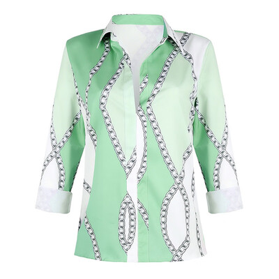 

Sexy Blouse Women Vintage Loose Casual Shirts Cartoon Print Lapel Shirt Loose Long Sleeve Blouses Blusas Mujer De Moda