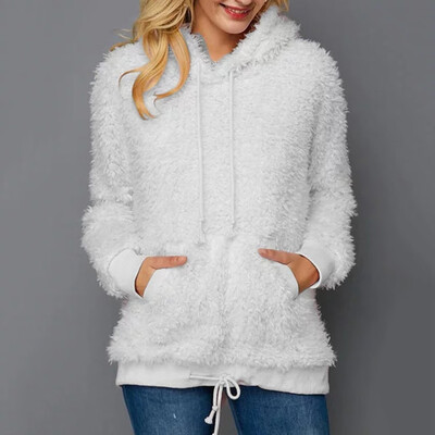

Gobestart Women Hooded Sweatshirt Winter Warm Wool Pockets SweatShirt Outwear