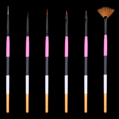

Toponeto 6PcsSet Nail Art Brush UV Gel Acrylic Painting Pull Pen Four Color Handle Manic