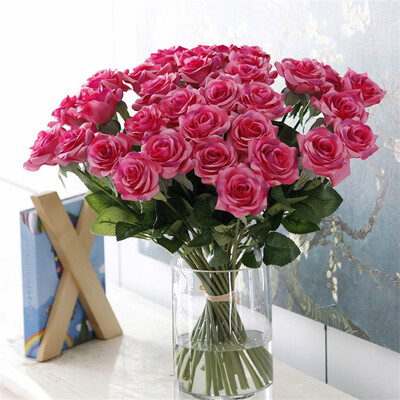 

Toponeto Artificial Rose Real Bridal Wedding Bouquet Home Decoration Colorful