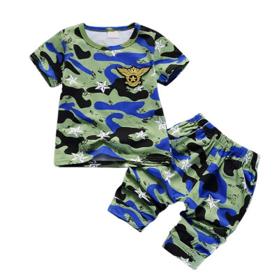 

Summer Clothing Set Boy Clothes Kids Thick Short Sleeves Camouflage ShirtShorts 2pcs Suit Children Clothing
