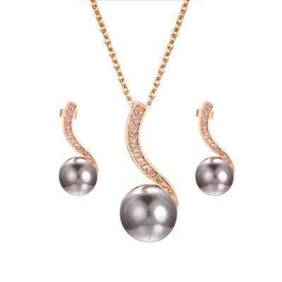 

Yoursfs New Fashion Gray Simulation of pearl Necklace Earring Jewelry Set Gift Jewelry Sets suit