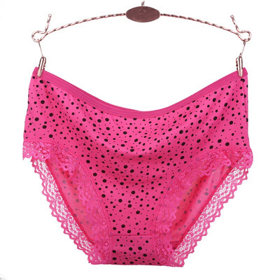 

Sexy Lace Stitching Wave Print Briefs Underwear Women Breathable Middle Waist Ladies Hip Briefs Intimates ropa interior femenina