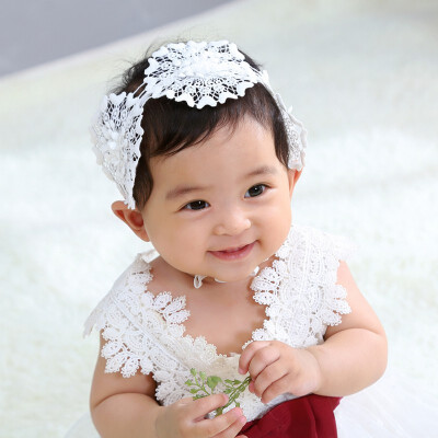 

Newborn Baby Headband Girls White Lace Flower Hair Band Kids Cute Hairband Accessories 0-3T