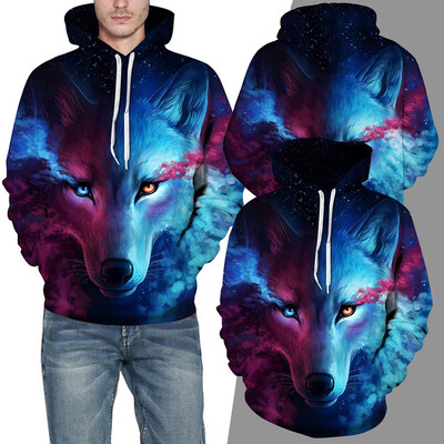 

3D Print Space Galaxy Wolf Sweatshirt Jacket Pullover Hoodie Sweater Cool