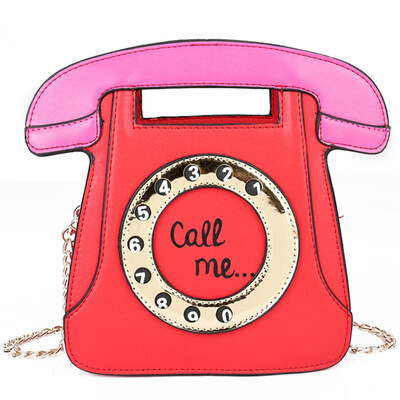 

Creative Women Faux Leather Cartoon Telephone Shoulder Bag Cross Body Pouch
