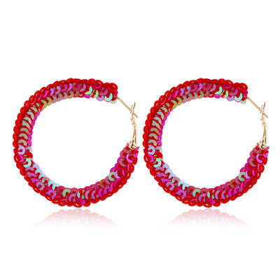 

Women Creative Glitter Drop Earring Personality Long C-Shaped Sequin Earrings