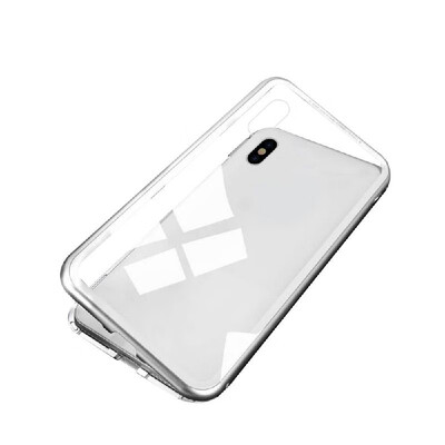 

Magneto Magnetic Adsorption Case Clear Tempered Glass Red Clear i-phone XR