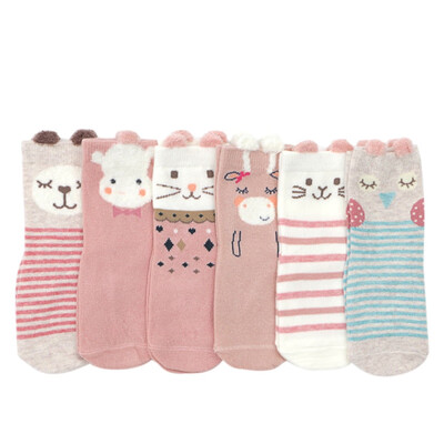 

6 PcsSet Kids Baby Girl Boy Socks Clothing Autumn Spring Winter Cute Cartoon Cotton Printed Soft Leg Crib Homing Warm Socks