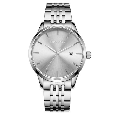 

MICOCOA mens business watch ultra-thin quartz watch male waterproof factory a generation Steel shell silver surface silv