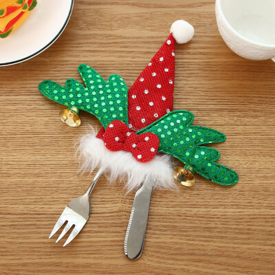 

Gobestart Christmas Tree Ornament Dinnerware Cover Candy bags Xmas Fork Tableware BagA