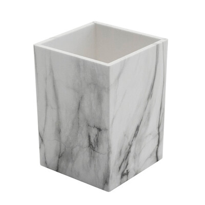 

Portable Marbling Makeup Brush Organizer with Cover ABS Cosmetic Storage Box Pen Pencil Holder