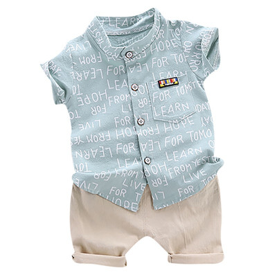 

Summer Suit Baby Boys Casual Short Sleeve Letters Print T-shirt TopsShorts Costume Set