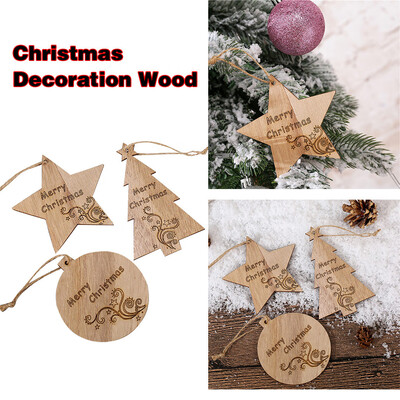 

Tailored Natural Wood Slices Christmas Tree Ornaments Props Decor Craft Kit Star 3PC
