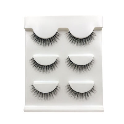 

Black Boxed 3D Curly False Eyelashes of Lightly Makeup Three Pairs Long Fake Eyelashes Extension Set