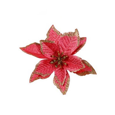 

10PCS Christmas Artificial Glitter Flowers Christmas Decorations Gold Red Rattan Pendant Christmas Tree Ornaments For Home Decor