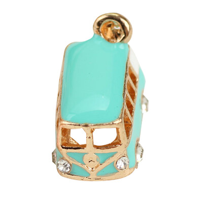 

Three-dimensional Bus With Diamond Pendant Drop Oil Alloy Pretty Vintage