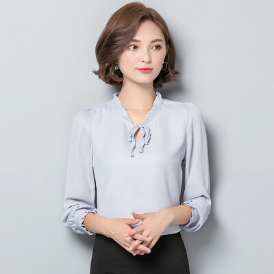 

New Han Fan Chiffon Shirt Womens Long Sleeve White Fashion Shirt