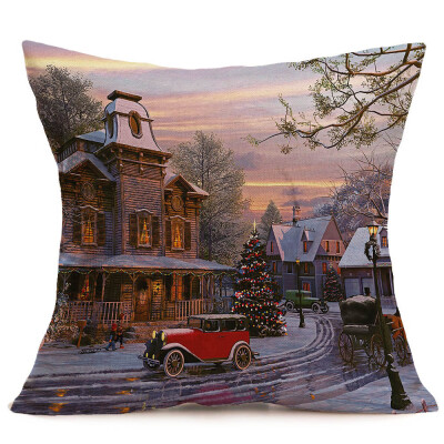 

〖Follure〗Merry Christmas Linen Pillow Cases Sofa Cushion Cover Home Decoration