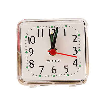 

Square Small Bed Alarm Clock Transparent Case Compact Travel Clock Mini Children Student Desk Watch