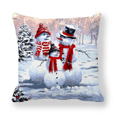 

Cute Santa Claus Deer Christmas Snowman Printed Pillowcase Cushion Cover Xmas Party Home Decor