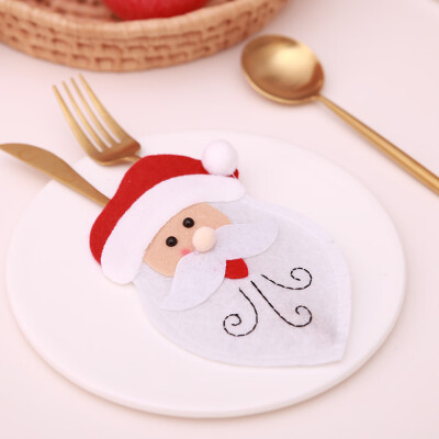 

Tailored 2PC Xmas Decor Tableware Set Bag Holder Christmas Dinner Table Layout Supplies