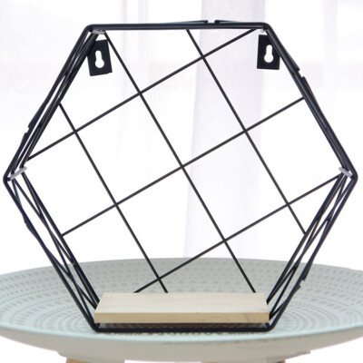 

Iron Hexagonal Grid Wall Shelf Combination Wall Hanging Geometric Figure For Wall Decoration Living Room Bedroom Nordic Rack