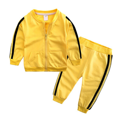 

Autumn Baby Boy Girl Long Sleeve Stripe Print Sweatshirt CoatPants Trouser Costume Set