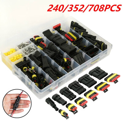 

240352708pcs 1-6 Pin Way Waterproof Electrical Wire Connector Plug Terminal Fuses Kit Car Accessories for Car Motorcycle