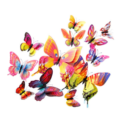 

PVC 3D Butterfly Stickers Magnetic Butterfly Fridge Sticker Cartoon Coloful Animal Home Wall Decoration Magnetic Sticker 12pcs