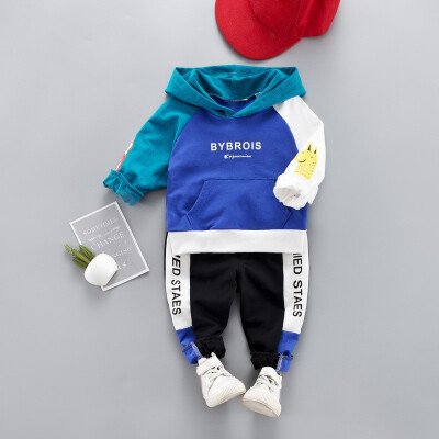 

2PcsSet Autumn Children Baby Boys Casual Long Sleeve Mixed Color Hoodie Sweatshirt TopsPants Costume Set