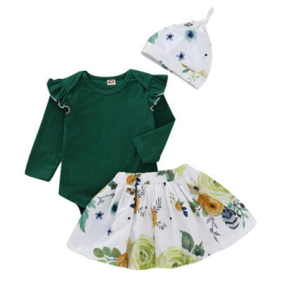 

Newborn Infant Baby Girls Cotton Tops Romper Floral Dress Outfits Set Clothes US